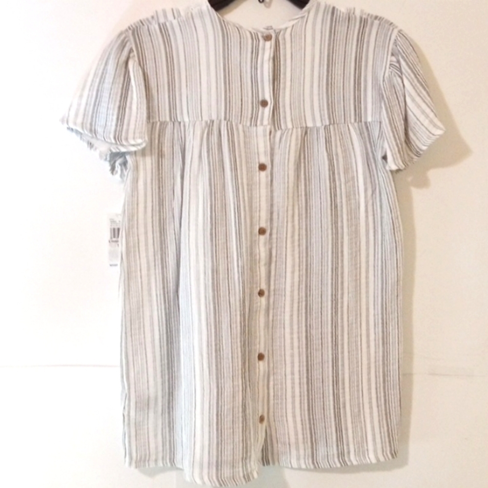 JESSICA SIMPSON GIRLS BLACK WHITE STRIPE BACK BUTTON DOWN DRESS SIZE 7-8 NWT - Picture 5 of 9